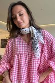 Nonni Gingham Artist Smock Hot Pink